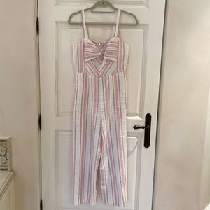 Rebecca Taylor linen striped jumpsuit.